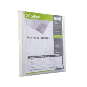 Saco Plástico Go Office A4 2 Furos 0,20m PCT 100UN