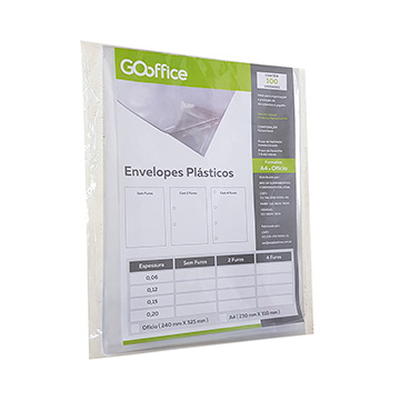 Saco Plástico Go Office A3 6 Furos 0,15mm 430x328mm 300UN