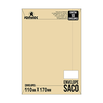 Envelope Saco Kraft Natural 110x170mm 75g PCT 10UN