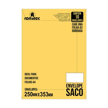 Envelope Saco Kraft Ouro 250x353mm PCT 10UN