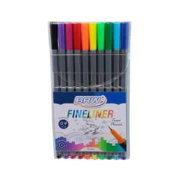 Caneta Hidrográfica BRW 0,4mm Fineliner 10 Cores