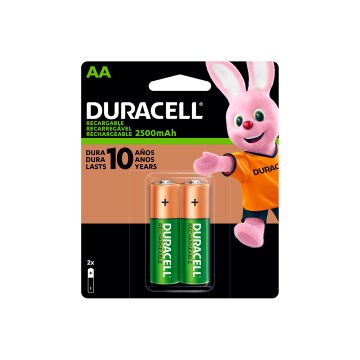 Pilha Alcalina Duracell AA Recarregável 2500 Mah 2UN