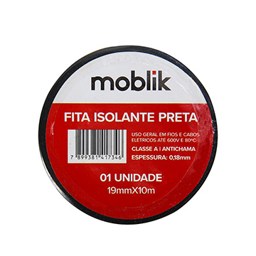 Fita Isolante Moblik 19mmx10m Preta