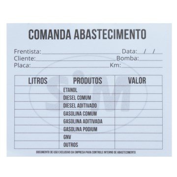 Bloco de Abastecimento 1 via 8 x 6,5cm PCT 50BL de 100fls