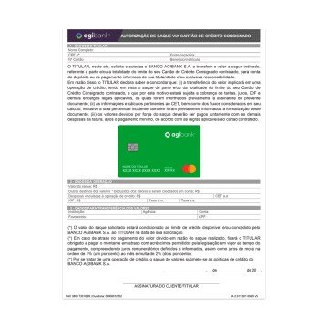 Autor de Saque Via Cartão de Crédito Cons Agibank PCT 200fls