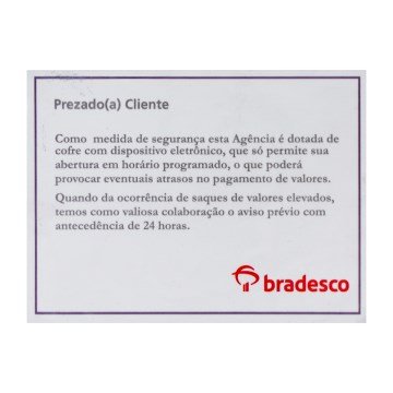 Adesivo Aviso ao Cliente Cofre Eletrônico