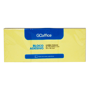 Bloco Adesivo Go Office 40x50mm Amarelo 3UN