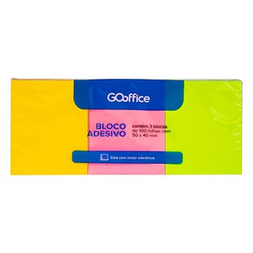 Bloco Adesivo Go Office 40x50 Neon 3UN