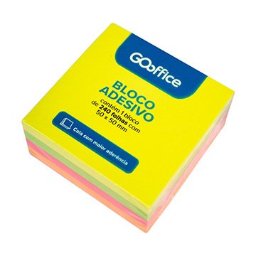 Bloco Adesivo Go Office 50x50mm Cores Sortidas