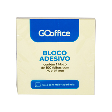 Bloco Adesivo Go Office 75x75mm Amarelo Refil-Z