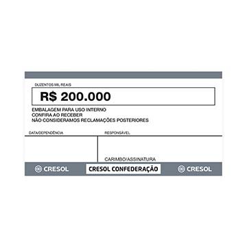 Etiqueta Dinheiro com Valor (200 mil) Cresol PCT 100UN