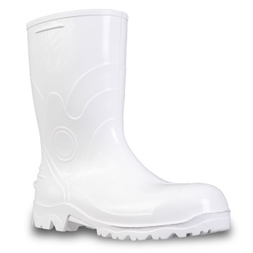 Bota PVC Bracol 80BPC200 Cano Médio Branca Bico Aço 40