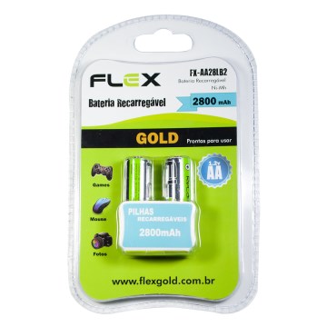 Pilha Recarregável AA 2800 Mah Flex FX-AA28B2 2UN
