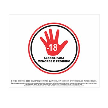Adesivo Proibido Bebida Alcólica Menores de 18 anos PCT 10UN