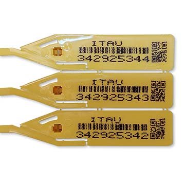 Lacre Malote Amarelo Itaú 16cm com QR Code 17,9cm PCT 500UN