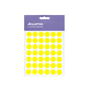 Etiqueta Adesiva Aquattro Redonda 13mm Amarela PCT 5fls