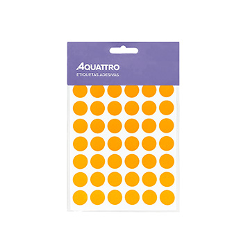 Etiqueta Adesiva Aquattro Redonda 13mm Laranja PCT 5fls