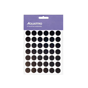 Etiqueta Adesiva Aquattro Redonda 13mm Preta PCT 5fls