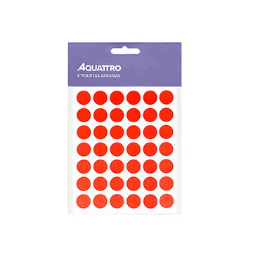 Etiqueta Adesiva Aquattro Redonda 13mm Vermelha PCT 5fls