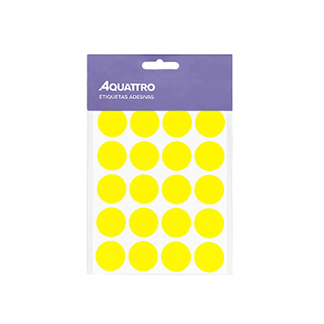 Etiqueta Adesiva Aquattro Redonda 19mm Amarela PT 10fls