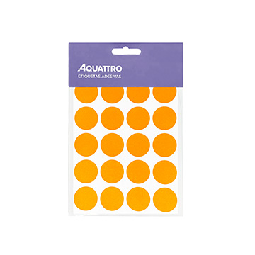 Etiqueta Adesiva Aquattro Redonda 19mm Laranja PCT 10fls
