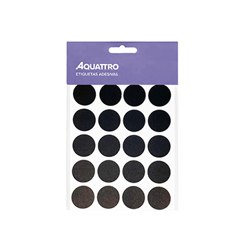 Etiqueta Adesiva Aquattro Redonda 19mm Preta PCT 10fls