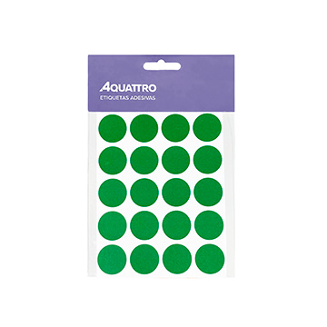 Etiqueta Adesiva Aquattro Redonda 19mm Verde PCT 10fls