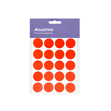 Etiqueta Adesiva Aquattro Redonda 19mm Vermelha PCT 10fls