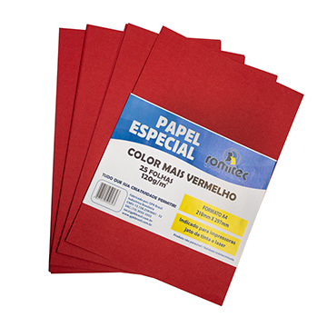 Papel Color GPK A4 120g Vermelho PCT 25fls