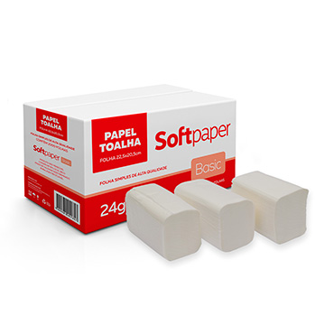 Papel Toalha Interf Softpaper Basic FS 24g CX 2.000UN