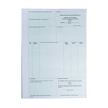 Bloco Certificado Origem Form A 20fls