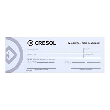 Bloco Requisição Talão de Cheque Cresol