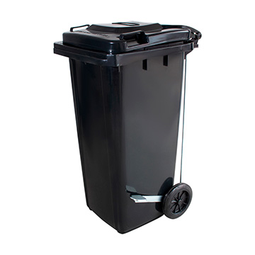 Contêiner Plástico Wite Preto com Pedal 120L