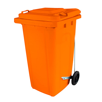Contêiner Plástico Wite Laranja com Pedal 240L