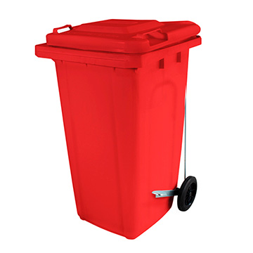 Contêiner Plástico Wite Vermelho com Pedal 240L