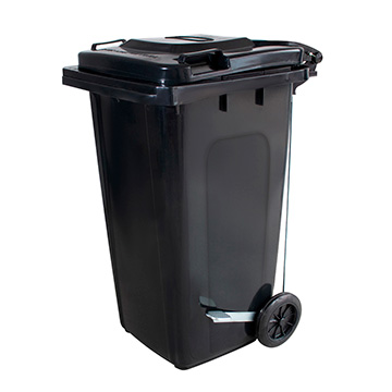 Contêiner Plástico Wite Preto com Pedal 240L