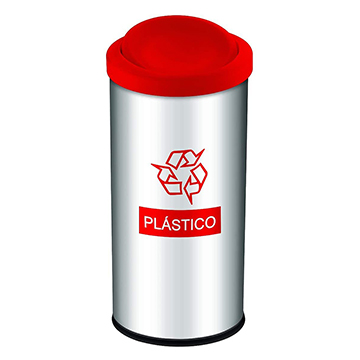 Lixeira Inox Brinox Basculante 40,5L Vermelha