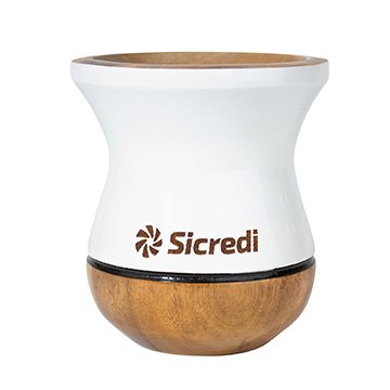 Cuia Madeira Imbuia Sicredi Branca