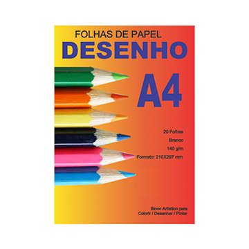 Bloco de Desenho A4 Branco 140g 20fls
