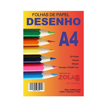 Bloco de Desenho A4 Branco 180g 20fls