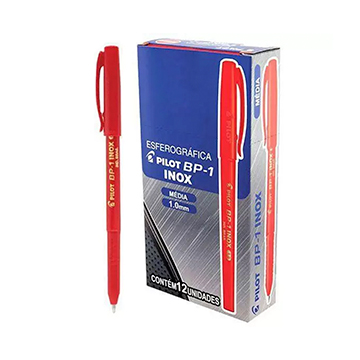 Caneta Esferográfica Pilot BP-1 Inox 1.0 Vermelha