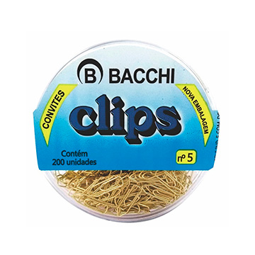 Clips Nº5 Dourado Bacchi CX 200UN