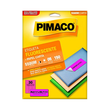 Etiqueta Pimaco 5580M Fluor Magenta 25,4X66,7 CX 150UN