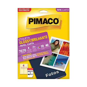 Etiqueta Pimaco 7070 Glossy Carta 127X88,9 CX 40UN