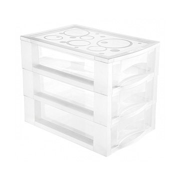 Gaveteiro OR81300 Plástico de Mesa Médio c/ 3 Gavetas | Ordene
