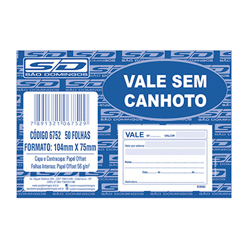 Bloco Vale sem Canhoto 6752 São Domingos 50fls
