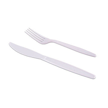 Kit Biodegradável Garfo e Faca Branco Refeição CX 250UN