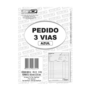 Bloco Pedido São Domingos 6651-4 1/4 3 Vias 25X3 Azul