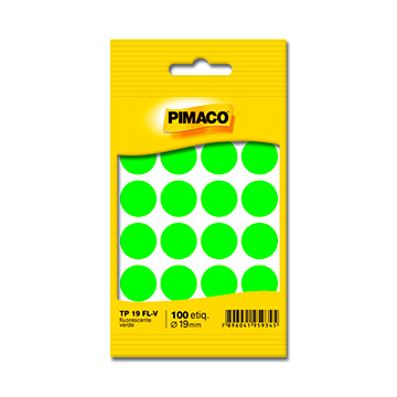 Etiqueta Adesiva Pimaco TP-19 Verde Fluor 19mm PCT 5fls
