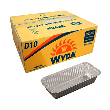 Marmitex Alumínio Wyda Retangular 650ml CX 100UN